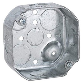 Hubbell Raco 4 set Hubbell-Raco 127 Octagon Box, 4-Inch, Raised Ground 1-1/2-Inch Deep 1/2-Inch and 3/4-Inch Side Knockouts, 4 in, Gray Finish