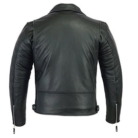 A&H Apparel Mens Leather Motorcycle Jacket Genuine Cowhide Zip Out Lining Jacket (Medium)