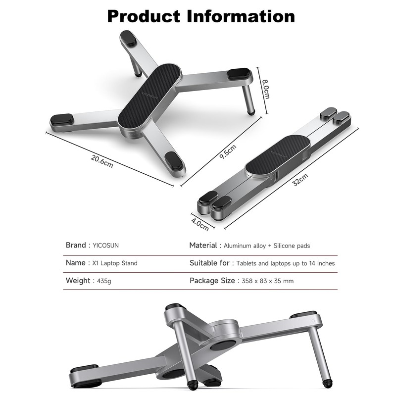 Foldable Laptop Stand for Desk: Portable Aluminum Computer Stand -