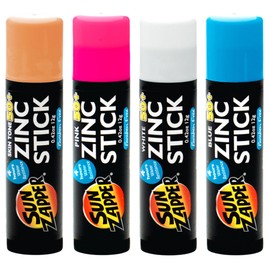 Sun Zapper Zinc Oxide Sunscreen Sticks – SPF 50+ Water Resistant – Beach Pack with 4 Colors (Light Skin Tone, Pink, White, Blue) – Broad Spectrum Sunblock for Face & Body – Made in Australia | Sun Zapper