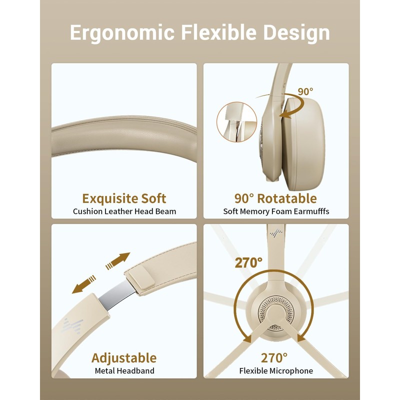 Auriculares inalámbricos con micrófono con cancelación de ruido AI, auriculares