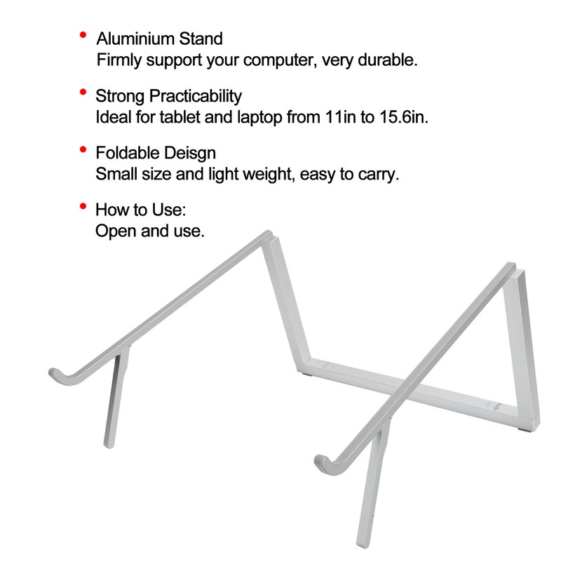 Laptop Stand Aluminium Tablet Riser Foldable Portable Notebook Holder Silver