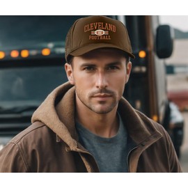 ALLNTRENDS American Football Fantasy Fan Sports Embroidered All Teams Trucker Hats (Cleveland)