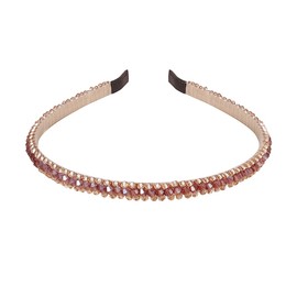 YARN & INK Purple Beaded Crystal Bling Headbands for Women Girls, Metal Headband Vintage Hair Accessories Birthday Party Gift Non Slip (Purple Beaded)