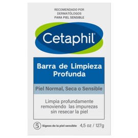 CETAPHIL Barra de Limpieza Profunda 1 pz 127 g Remueve Suciedad, Aceites y Otras Impurezas Recomendada por Dermatólogos para Piel Sensible