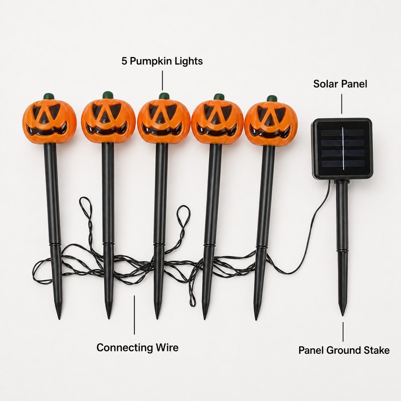 Solar Halloween Pumpkin Stake Lights for Outdoor Garden Decoration –