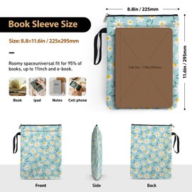 Blue Little Daisy Pattern Book Lovers Gifts Book Sleeve for Friends Sisters Godmother Readers Librarian with Zipper & Front Pocket Handle Waterproof BookCover Case Book Club Gifts Book Accessories