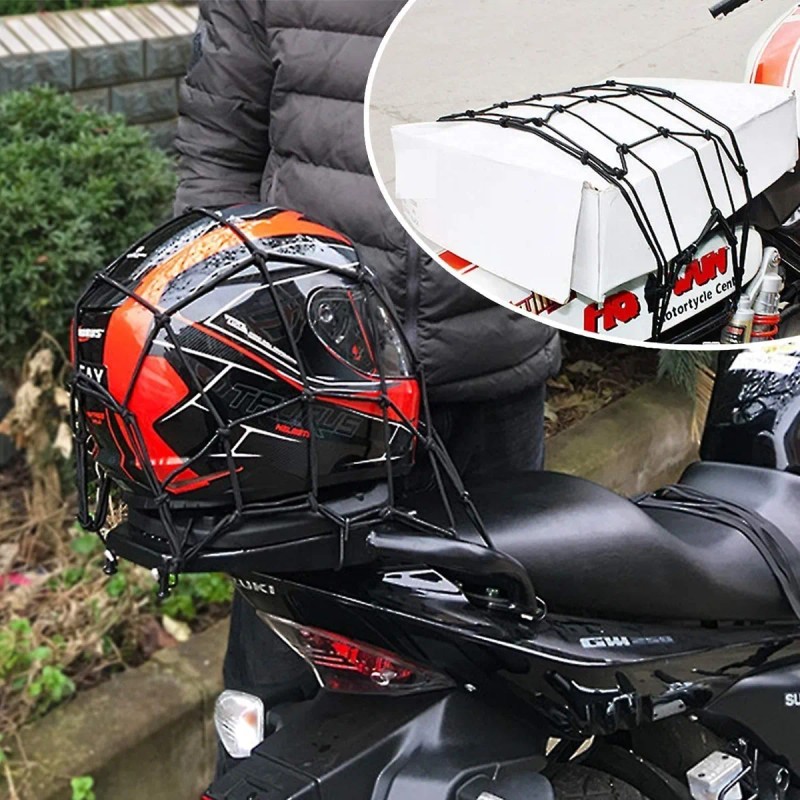 Redes Malla Moto Sujetar Casco Portabulto Cuerda Gancho 4pcs
