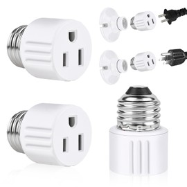 Outlet Light Socket Adapter,Screw in Outlet Socket,E26 Light Bulb to Outlet Socket Converter,Light Bulb Plug Adapter for Porch Light Socket,Camera,Garage Light (2)