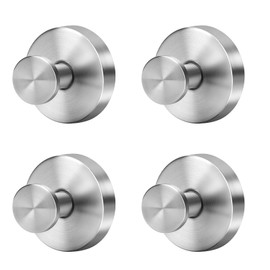 Fasbeu Silver Suction Cup Hooks for Shower Waterproof - No Drill Stainless Steel Towel Hooks for Bathroom Wall, Kitchen, Glass, Mirror, Tile - Ideal for Hanging Towels, Robes, and Loofahs(4 pcs)