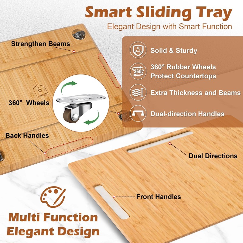 Joy&Grace Appliance Slider for Kitchen Appliances 360° Rolling Sliding Tray