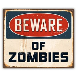 Beware of Zombies Grunge Sign Sticker Decal Design 5" X 4"