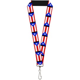 Buckle-Down Lanyard - 1.0" - Puerto Rico Flag Repeat/black Accessory, Multi, One Size