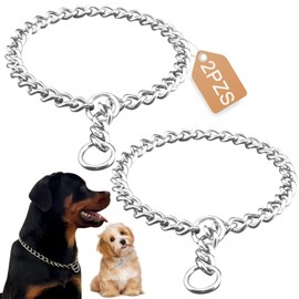 NIAWEA 2 Piezas Collar de Castigo para Perro,Collar Entrenamiento Perro,Acero Inoxidable 304,Ajustable,Cadena para Perro,Adecuado para Perros Grandes, Medianos y Pequeños (3.0mm×55cm)