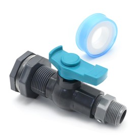 DUZFOREI 3/4 Inch Threaded Joint, Rain Barrel Spigot Kit, Bulkhead Fitting Suitable for Water Buckets, Aquariums with PVC Ball Valve Switch Partition Joint with Sealing Tape