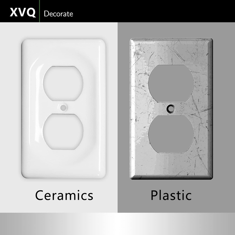 XVQ Ceramic Switch Plates Outlet Covers Switch Plate Cover White(Quad