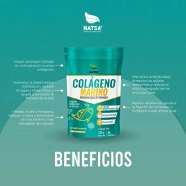 NATSA Colageno Marino Polvo 120 g, Sabor Natural, Calidad Premium