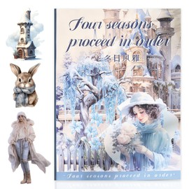 20 Seiten PET Scrapbook Ästhetische Vintage Aufkleber, 100+ Journal Scrapbooking Papier Zubehör für Junk Magazine Winter Themed Scrapbooking Aufkleber (Winter)