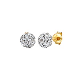 Elli Women's Stud Earrings Ball Elegant with Crystals in 925 Sterling Silver, Silver, Crystal