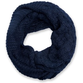 styleBREAKER knit loop scarf with pattern mix, single-colour fine-knit snood, winter knit scarf, unisex 01018153, Colour:Midnight-Blue/Dark Blue