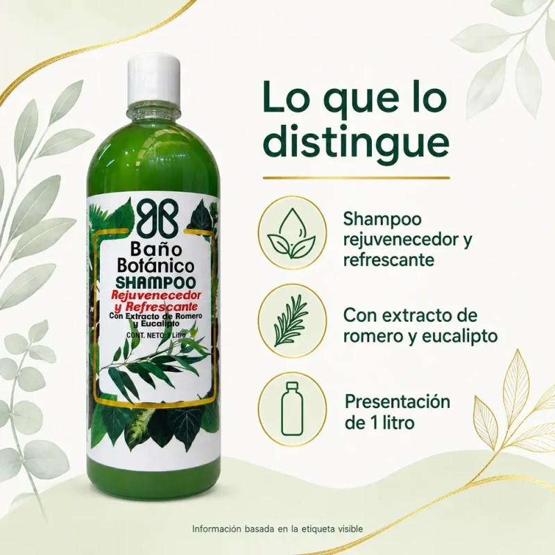Shampoo Rejuvenecedor Romero Y Eucalipto 1lt Baño Botánico