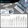 100PCs Dental Grade #15 Stainless Steel Sterile Surgical Blades by