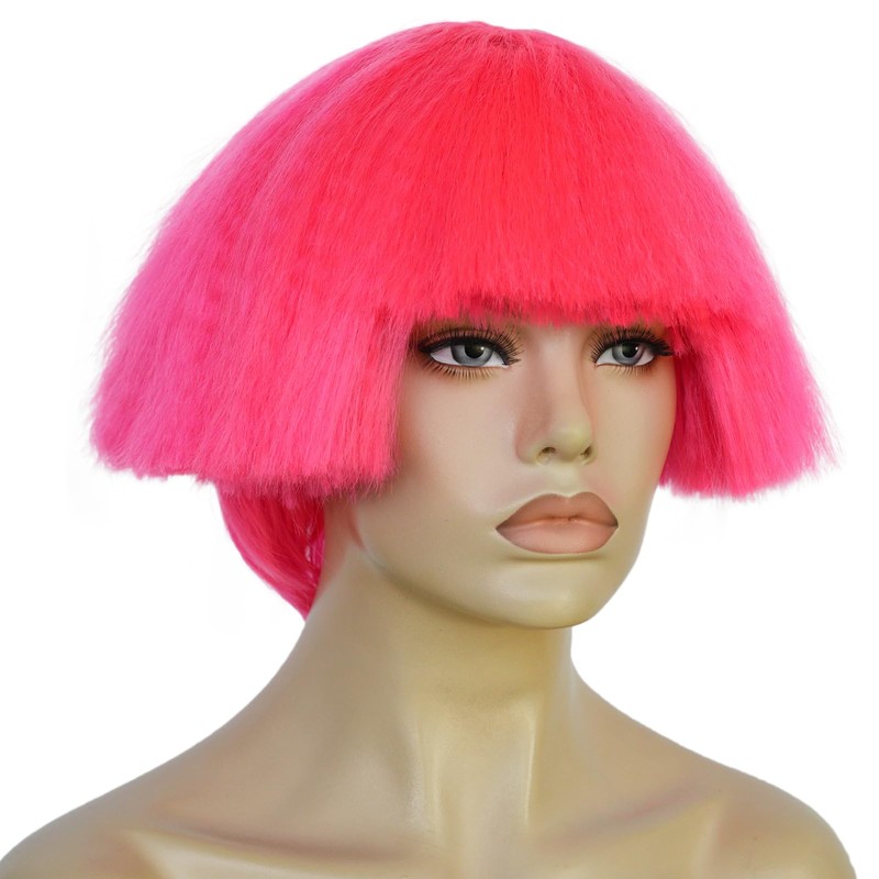 IMEYLE Yaki Wig Pink Bowl Cut Wig Women Fluffy Straight