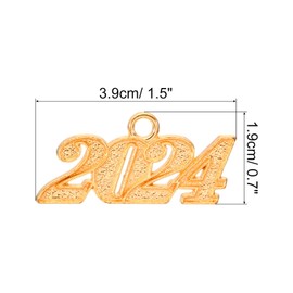 PATIKIL 2024 Graduation Tassel Charm, 30 Pcs Alloy 2024 Year Large Letter Charm for Graduation Tassel Graduation Cap Necklace Pendant DIY Key Making, Gold, 39x19mm
