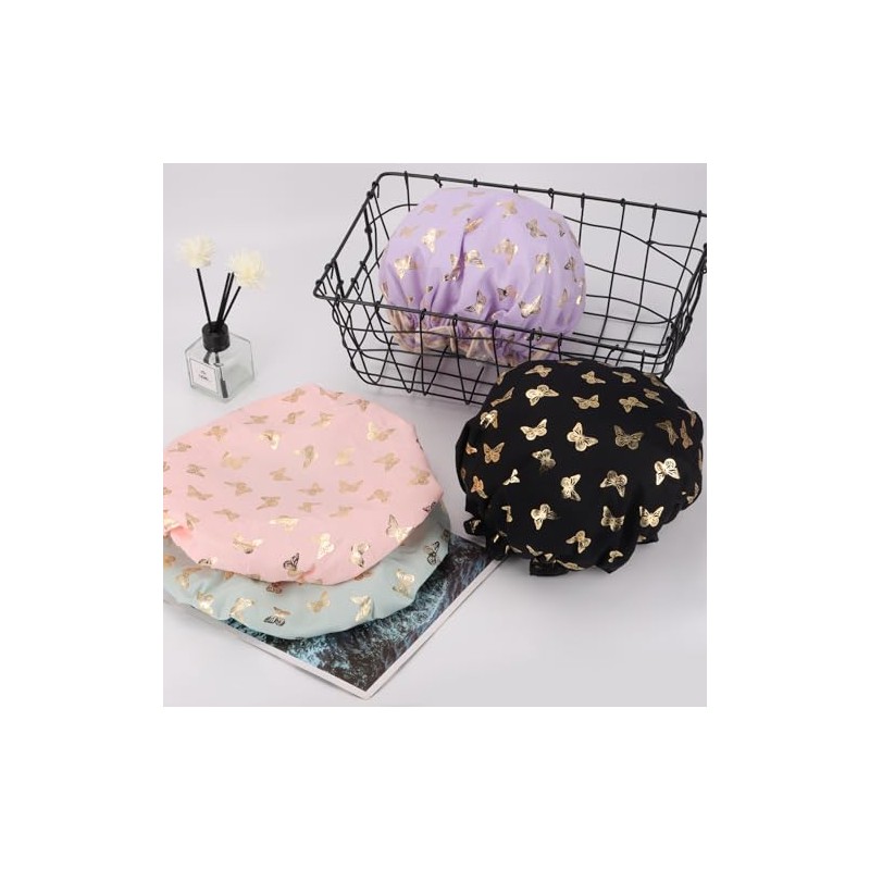 Tbestmax Gorros Ducha Mujer Niña Reutilizables Impermeables Doble Capa Diseño