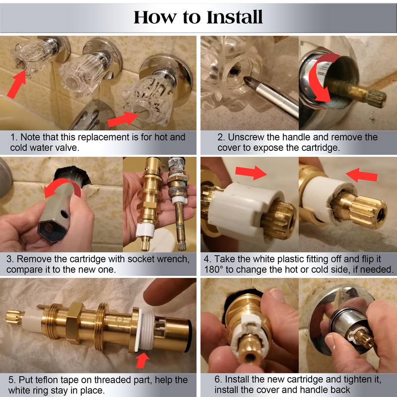 Dreyoo Ceramic Disc Cartridge Replacement for 910-030, Shower and Faucet