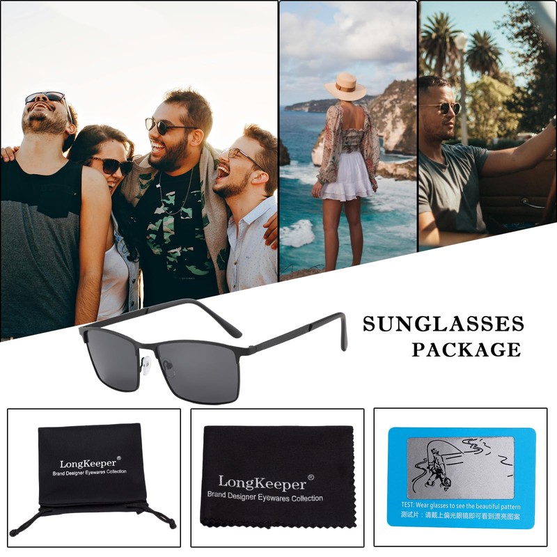 Long Keeper Polarised Square Sunglasses for Men Classic Retro Lightweight