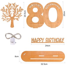 WAREHOUSE Original Birthday Gift Women & Men - Money Gifts Birthday with Wooden Sign Guest Book Birthday Decoration Birthday Numbers Wooden Sign Guests (80)