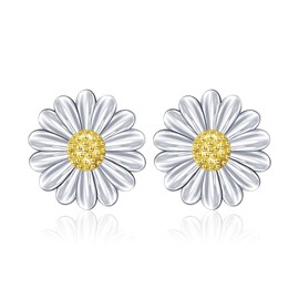 Daisy Earrings for Women Sterling Silver Daisy Flower Stud Earrings Floral Earrings Studs April Birth Month Jewellery Birthday Gifts