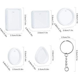Resin Molds for Keychain, Qtopun Water Drop Shape Round Rectangle Oval Square 10pcs Jewelry Epoxy Silicone Molds with Hole 10 Pcs Keychain for Pendant Eardrop Keychain DIY Craft Making