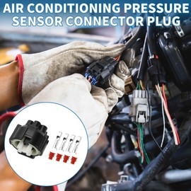 A ABSOPRO 4 Pin Air Conditioning Pressure Sensor Connector Plug 2.2mm Series Female Wire Terminal Connector for Toyota Plastic Tin-Plated Copper Black 1 Set