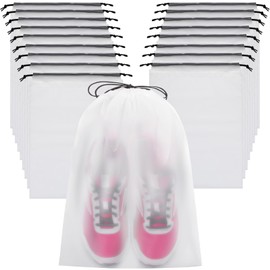 Vorspack Shoe Bags for Travel - 20 Pcs Transparent Drawstring Backpack Travel Shoe Bag Clear Drawstring Bag Large Shoe Organizer with Rope Travel Essentials for Men Women