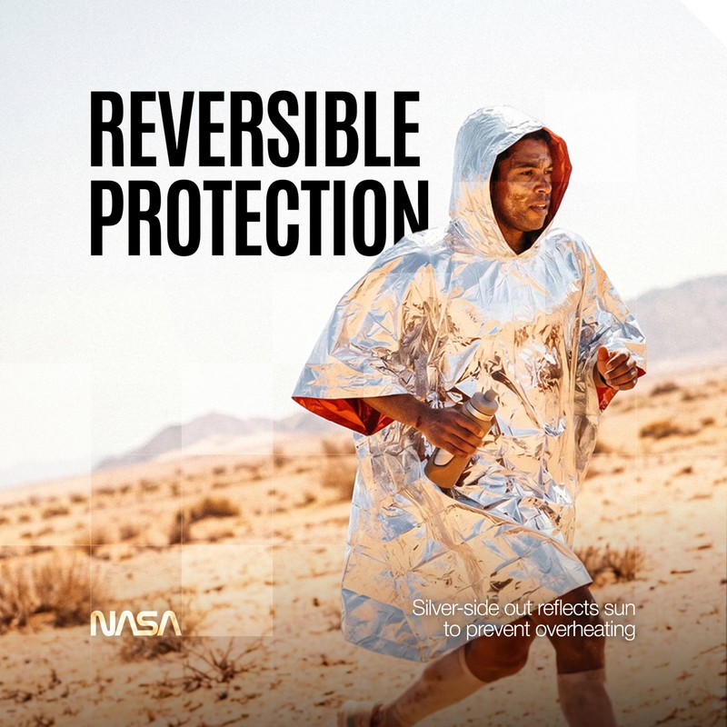 NASA Emergency Poncho – Anti-Tear Mylar™ Blanket (4-Pack, Solar Orange)