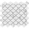 Recycled Glass Mosaic Tile: Arabesque Lantern Pattern, Carrara Marble Look,