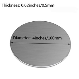 XMRISE 304 Stainless Steel Circular Plate Disc Flat-Plate Sheet Round Row Metals Working SS Welding Industry Materials 0.5mm,Dia.4 Thick.0.02"