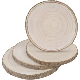 Prsildan 4 Pcs Large Natural Wood Slices, 12.5-14 Inches Unfinished Wood Centerpieces for Tables, DIY Round Rustic Wooden Circle Crafts for Wedding Table Décor