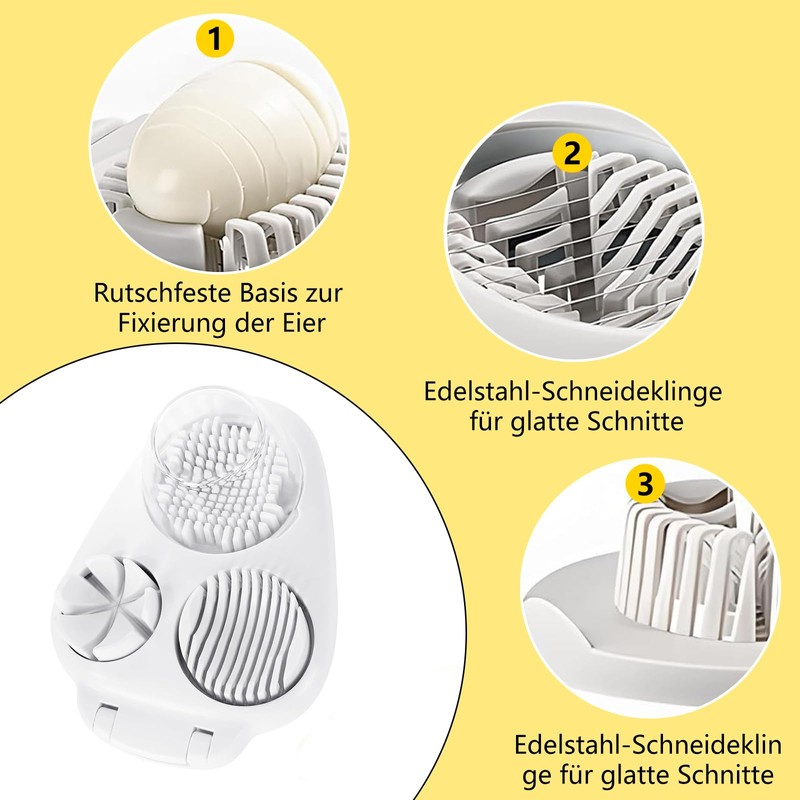 3-in-1 Egg Slicer Stainless Steel with 3 Egg Separators and