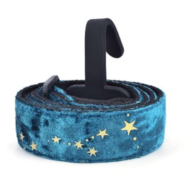CLOUDMUSIC Ukulele Strap Clip On No Drill J Hook For Soprano Concert Tenor Baritone With Hawaiian Colorful Floral Pattern, Stars in Blue, Long