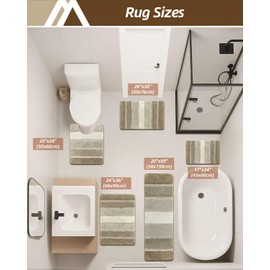 COSY HOMEER Bathroom Rugs 30"x20", Ultra Soft Absorbent Bath Mat with Non-Slip TPR Backing, Machine Washable Shaggy Rug for Bathroom Floor, Beige