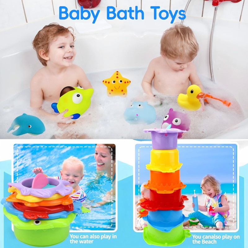 12Pcs Baby Bath Toys for toddlers 1-3, Babies 6 9