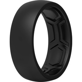 ThunderFit Silicone Rings for Men, Breathable Patterned Design Rubber Wedding Engagement Bands 8.7mm Wide 2.2mm Thick - 1/4/7 Variety Multipack