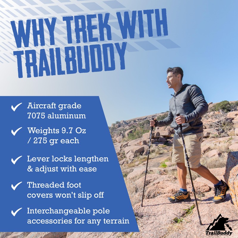 TrailBuddy Trekking Poles – Lightweight 7075 Aluminum Hiking Poles for