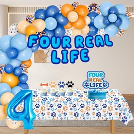 Blue Dog 4th Birthday Decorations for Boys - Real Life 4 Year Birthday Party Supplies