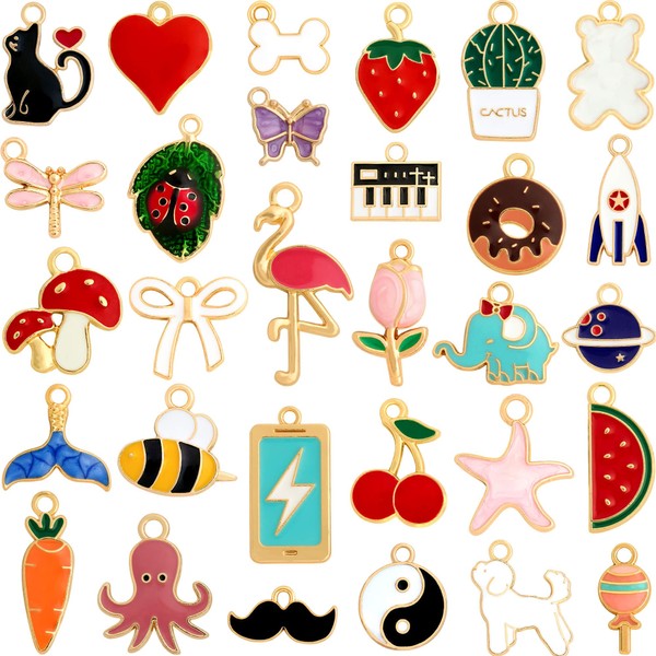 Anjulery 30Pcs Charms for Jewelry Making and Crafting - Assorted