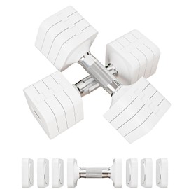 15LBS Adjustable Dumbbells Sets, 4 in 1 Free Weight Dumbbell Sets for Women Men Hand Weight Set Adjust Dumbbells Weights Set for Home Gym Exercise Workout Strength Training Equipments, White
