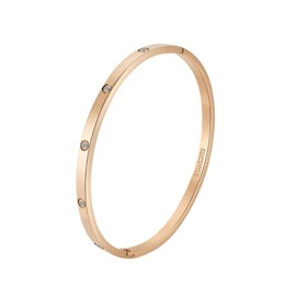 Edforce Stainless Steel 18K Gold Plated 4mm Width Thin Love CZ Bangle Bracelet for Women (Rose Gold)